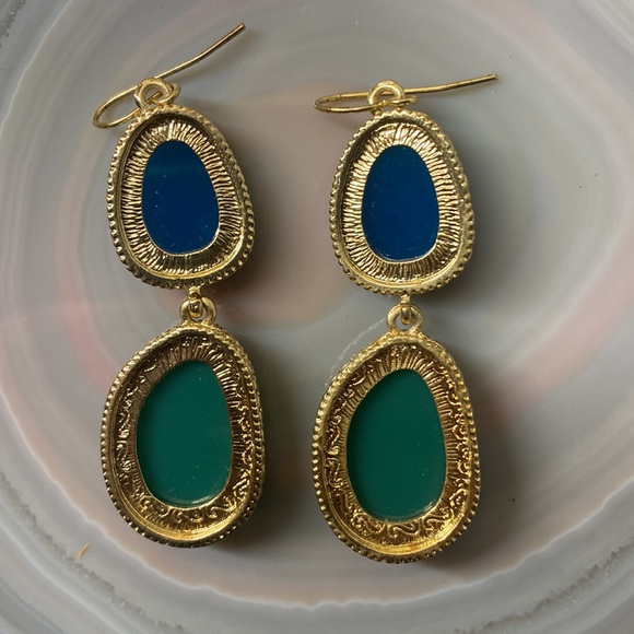 Two Toned Drop Earrings - Picture 4 of 5